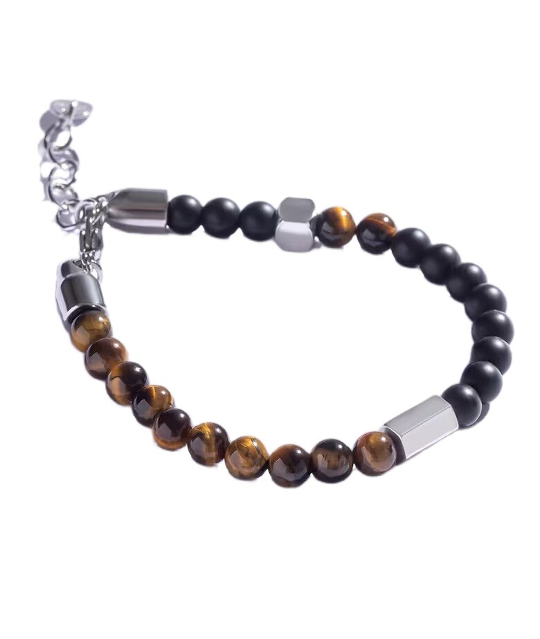 Marc Malone Pánský korálkový náramek s tygřím okem MCGB5013