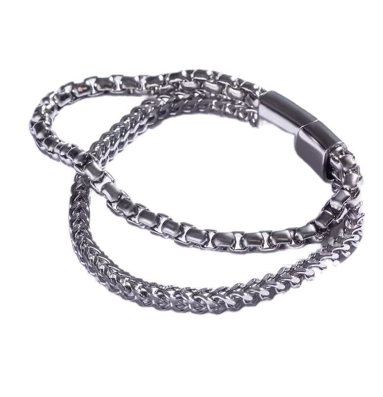 Marc Malone Dvojitý ocelový náramek pro muže MCGB5052S 21 cm