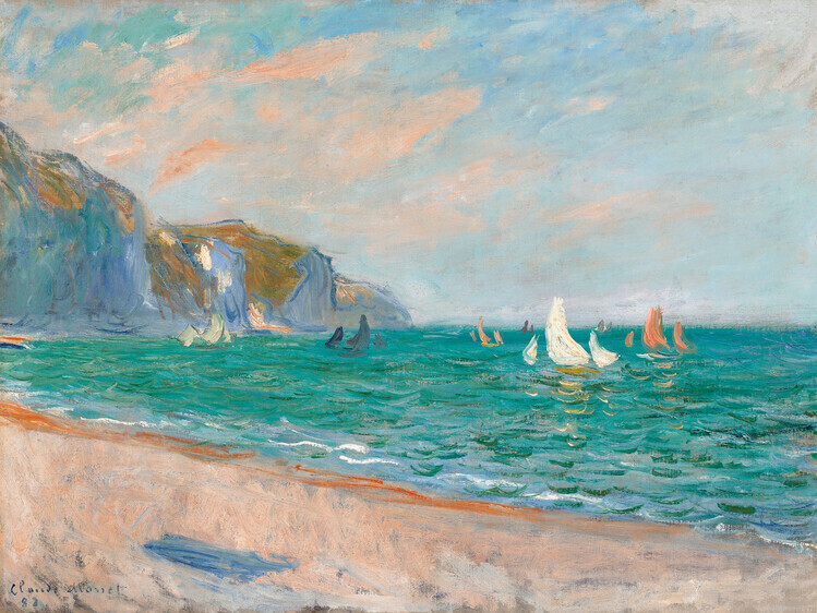 Claude Monet Obrazová reprodukce Boats Below the Pourville Cliffs, Claude Monet, 40 × 30 cm