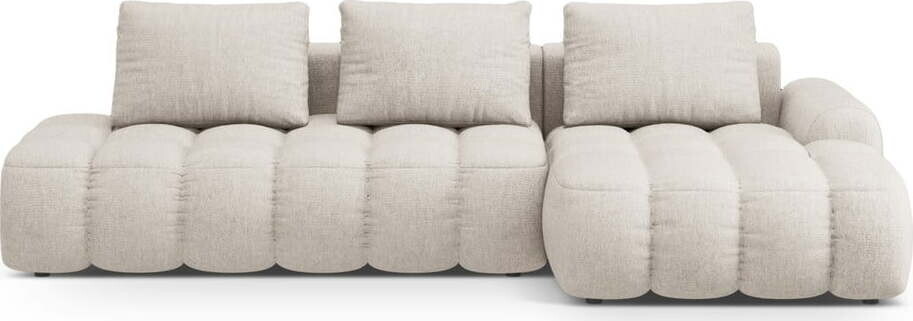 Béžová rozkládací/s úložným prostorem rohová pohovka (pravý roh/s lenoškou) Linz – Cosmopolitan Design