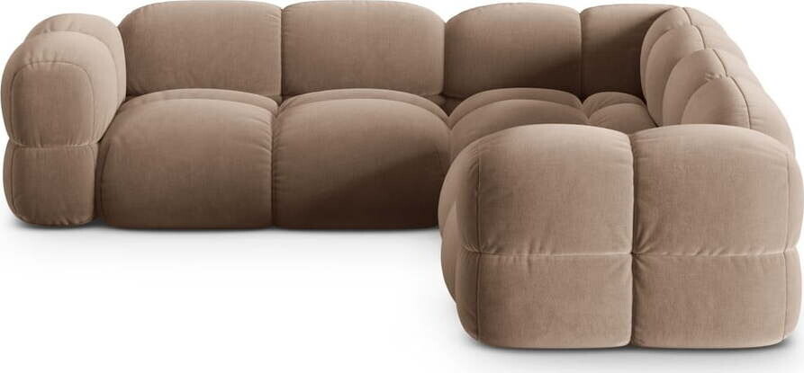 Hnědá sametová rohová pohovka Loretto – Cosmopolitan Design