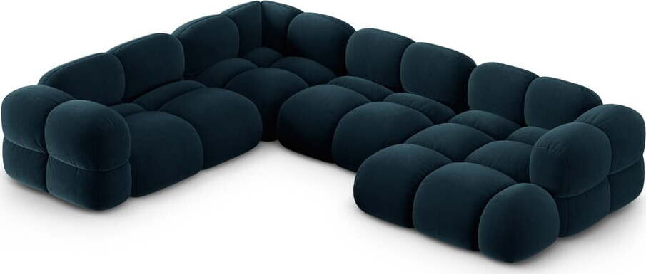 Tmavě modrá sametová rohová pohovka (levý roh/do 