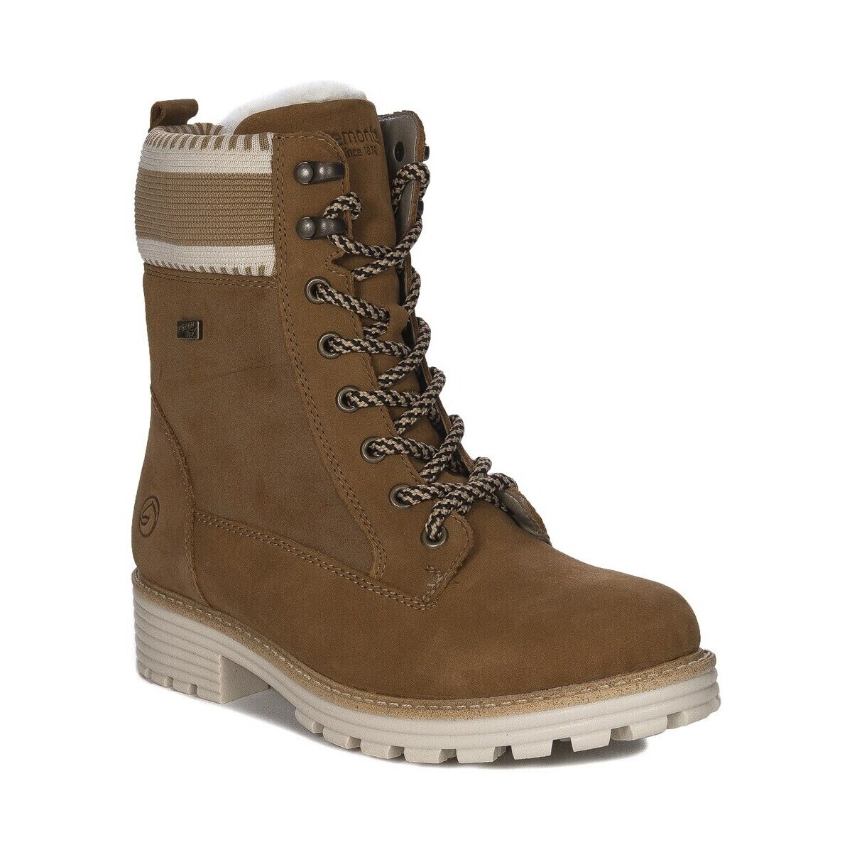 Remonte  Botki Damskie Skórzane Ocieplane Combination  Hnědá