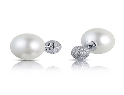 MOISS Půvabné stříbrné náušnice s Shell perlami a zirkony E0003548