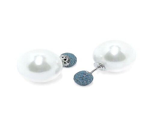 MOISS Úchvatné stříbrné náušnice s Shell perlami a zirkony E0003549