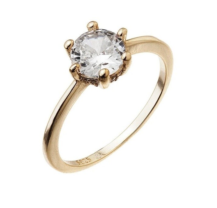 Evolution Group - Pavona Pozlacený zásnubní prsten s čirým zirkonem 15013.1 crystal 52 mm