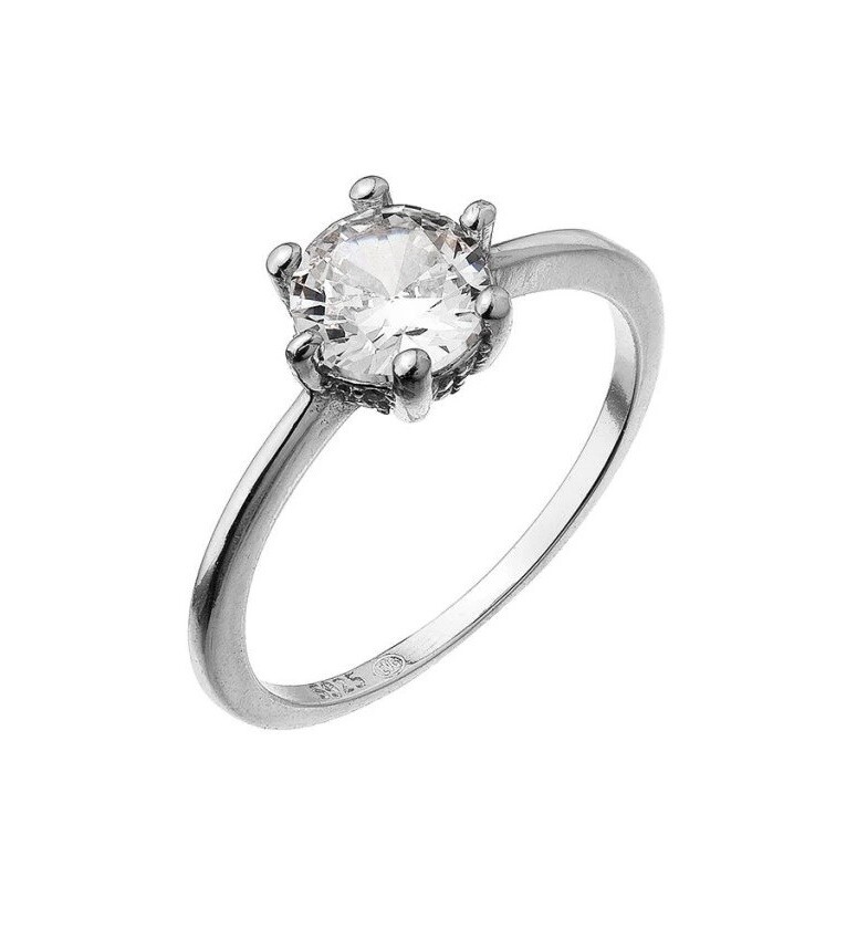 Evolution Group - Pavona Stříbrný zásnubní prsten s čirým zirkonem 15013.1 crystal 60 mm