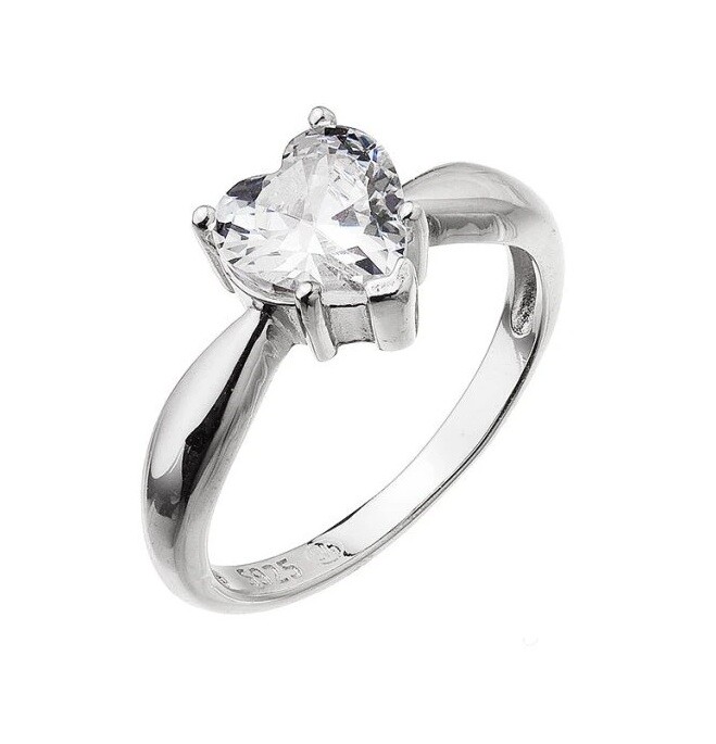 Evolution Group - Pavona Něžný stříbrný prsten se zirkonem Srdce 15015.1 crystal 52 mm