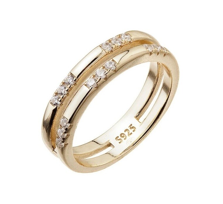 Evolution Group - Pavona Dvojitý pozlacený prsten se zirkony 15018.1 crystal 50 mm