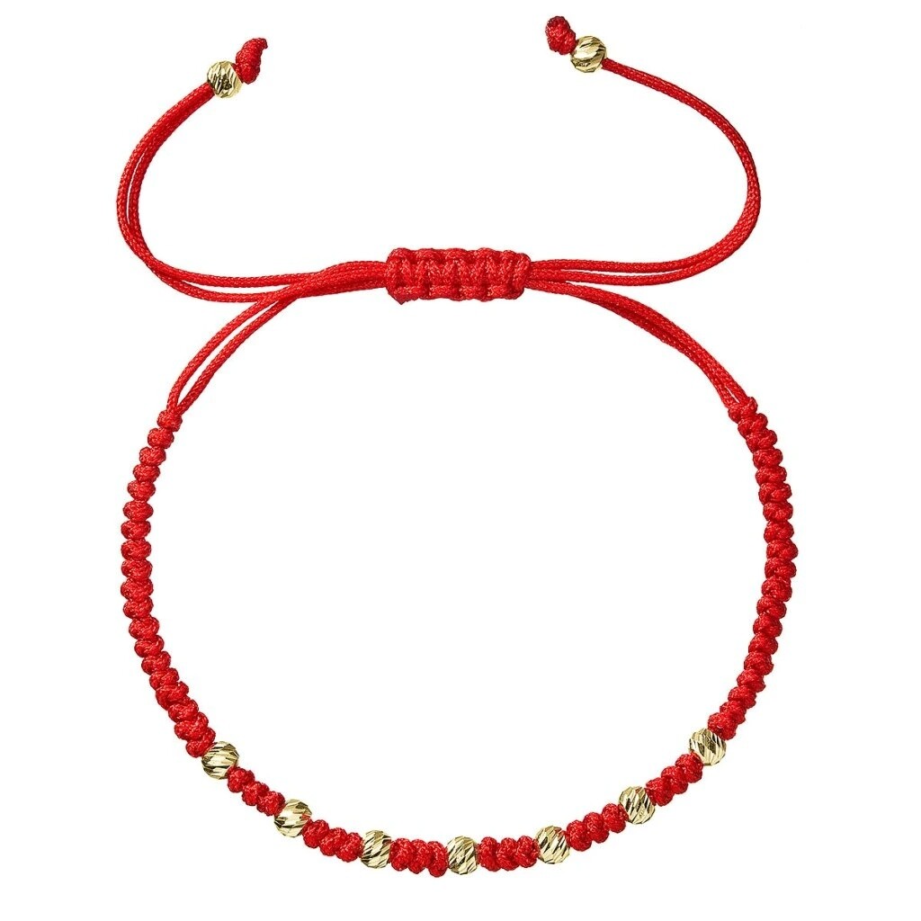 Evolution Group - Pavona Luxusní červený kabala náramek se zlatými kuličkami 93T00102 red