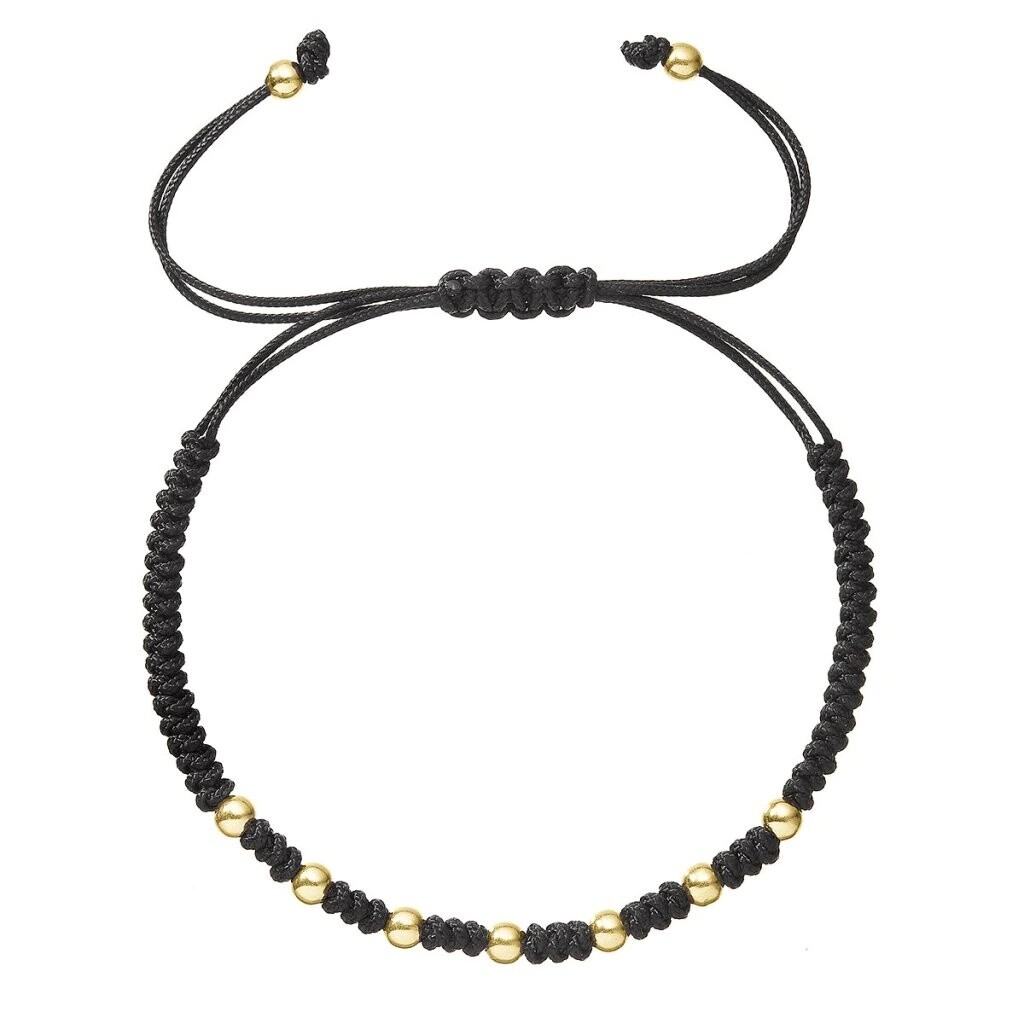 Evolution Group - Pavona Exkluzivní černý kabala náramek se zlatými kuličkami 93T00101 black