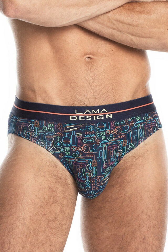 Pánské slipy STANDARD M-993SD tmavě modré - Lama - L - tmavě modrá - vzor