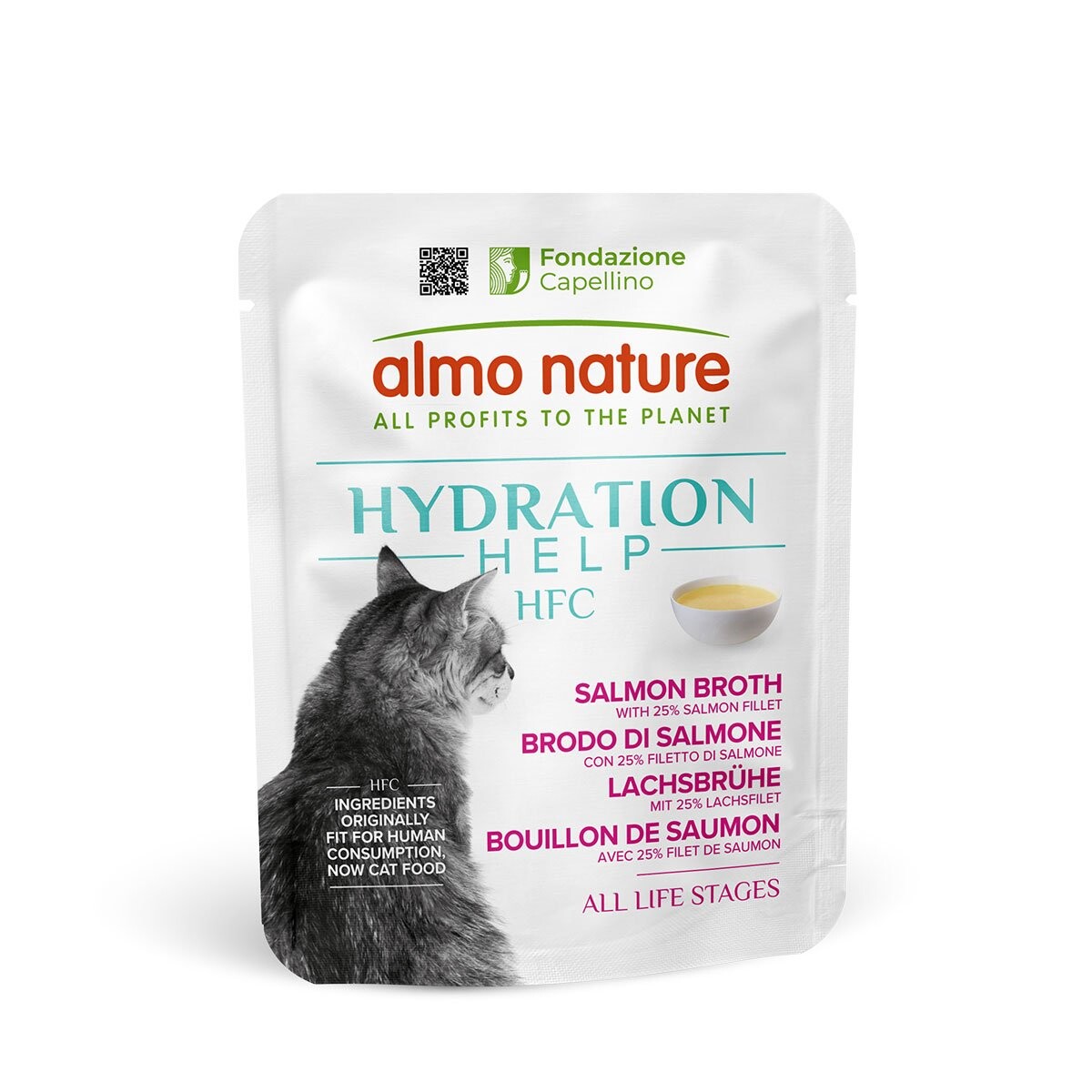 Almo Nature HFC Hydration Help 24 x 50 g - výhodné balení - lososový vývar s filetem z lososa