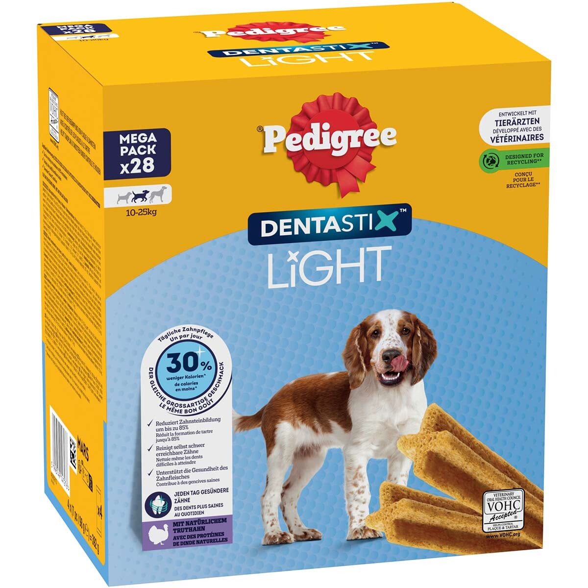 Pedigree Dentastix Light: Dental Chews pro střední psy (10 - 25 kg) - multibalení (56 kusů)