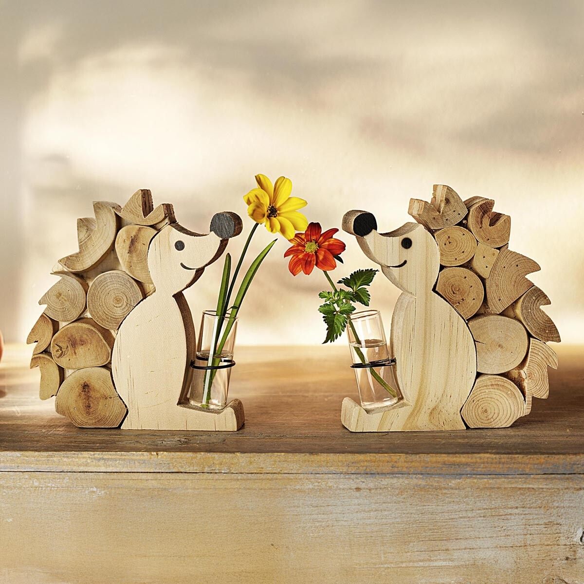 Weltbild Dřevěná dekorace Ježci Fritz & Franz, sada 2 ks