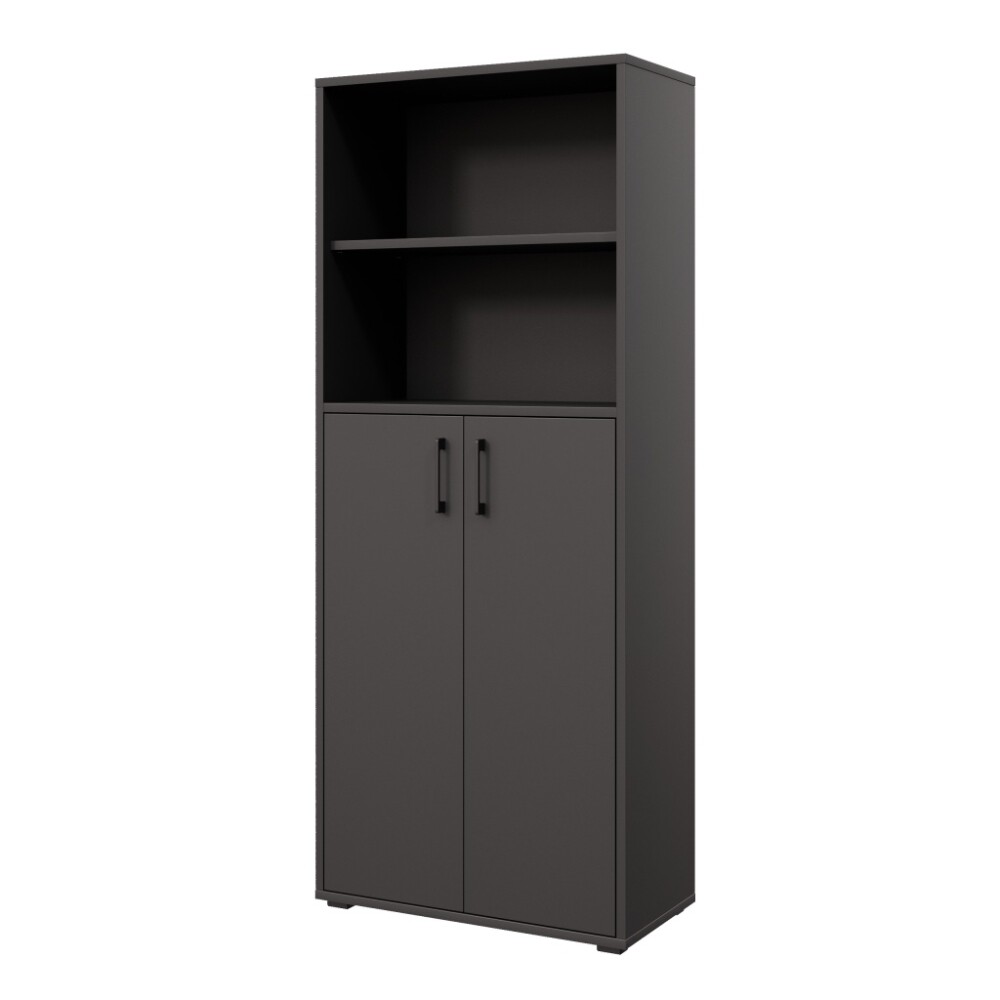 Regál vysoký NEJBY GIANNI PREMIUM s dvířky typ 1, korpus: antracit, dvířka: antracit