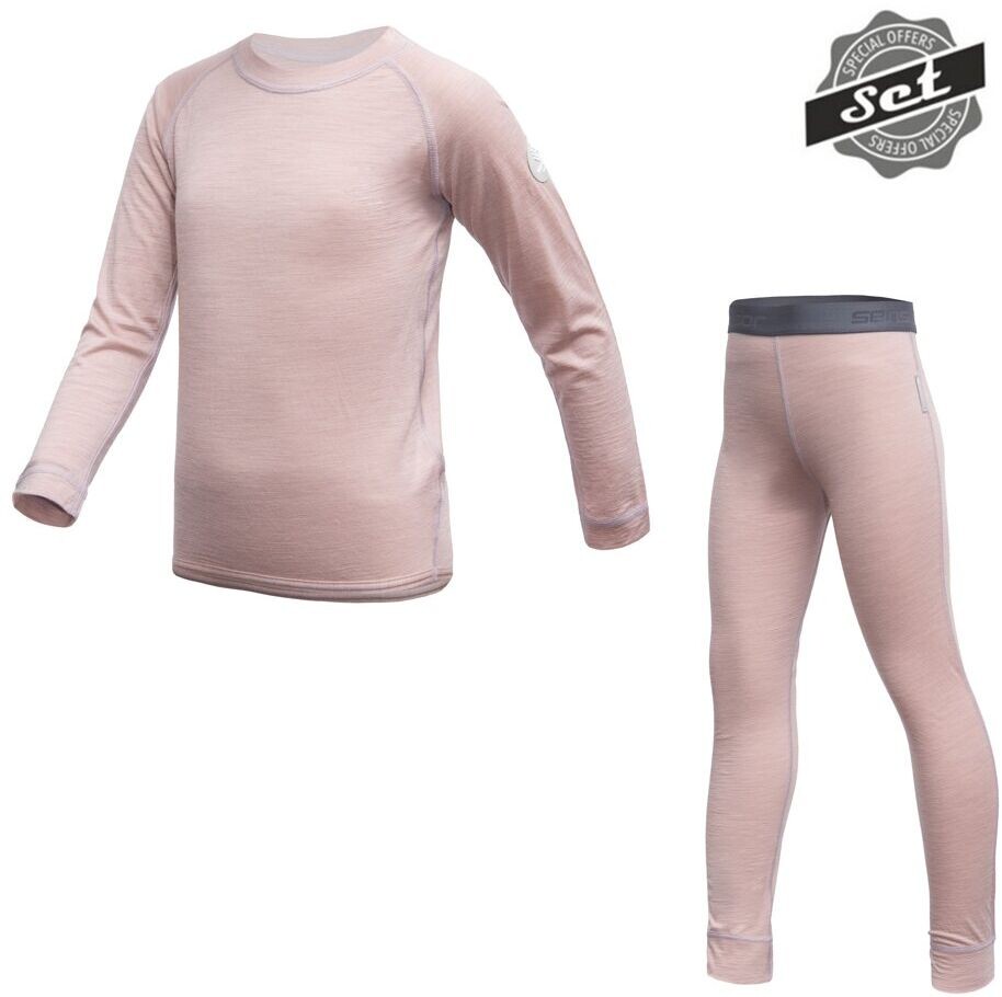 SENSOR MERINO AIR SET dětský triko dl.rukáv + spodky dusty pink Velikost: 140