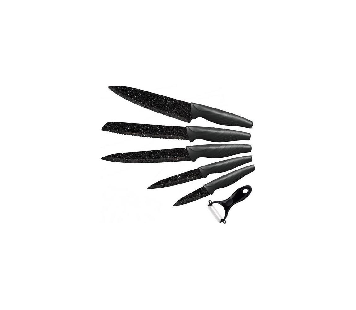 UTC Sada kuchyňských nožů 5 ks + škrabka mramor/černá