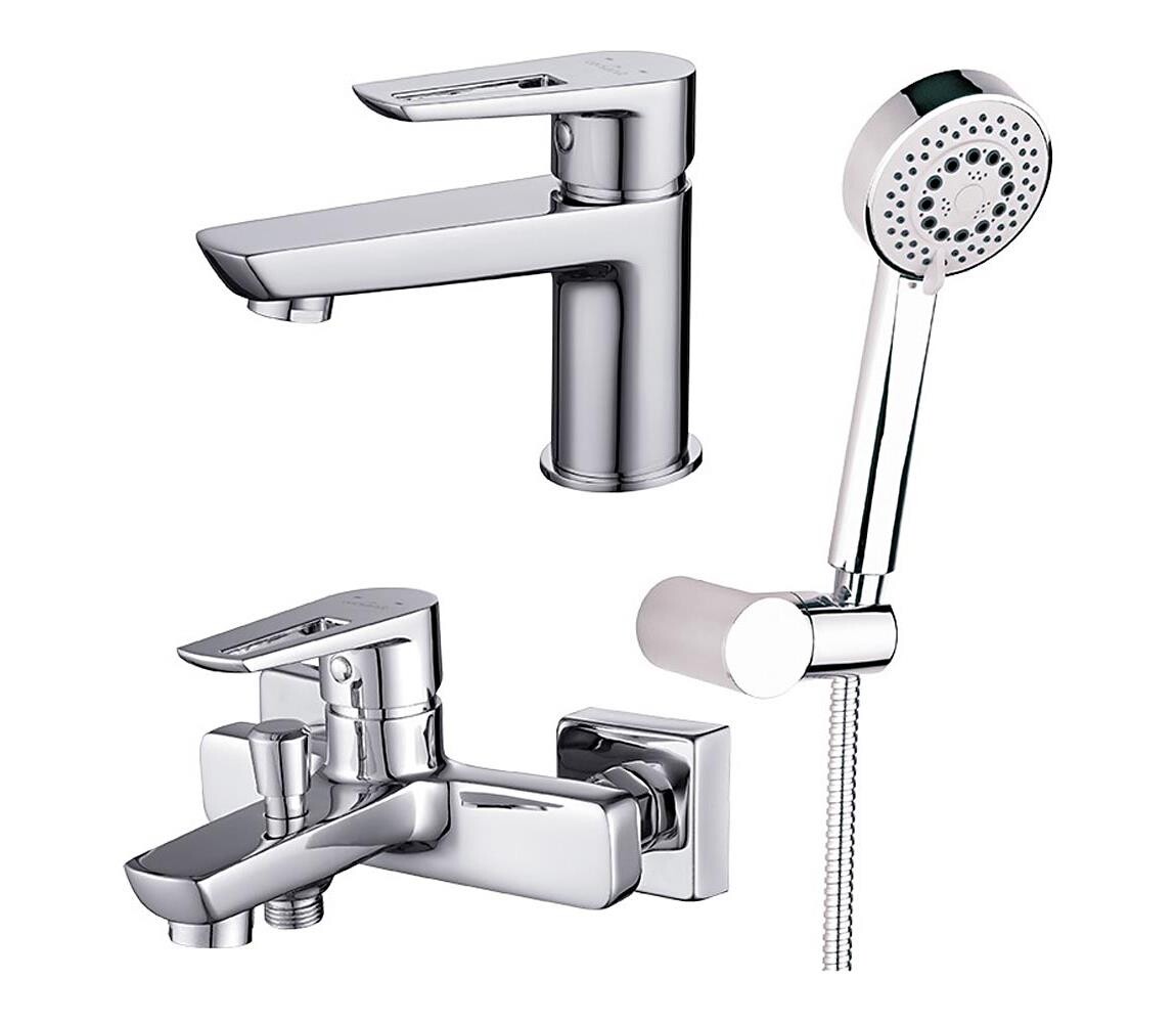 Cersanit Cersanit S952-003 -Vanová sada s baterií + umyvadlová baterie MILLE lesklý chrom