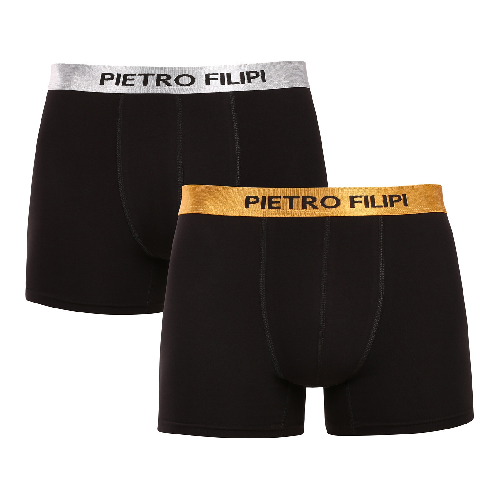 2PACK pánské boxerky Pietro Filipi černé Metalic mix (2PBMS3) M, trenky / trenýrky