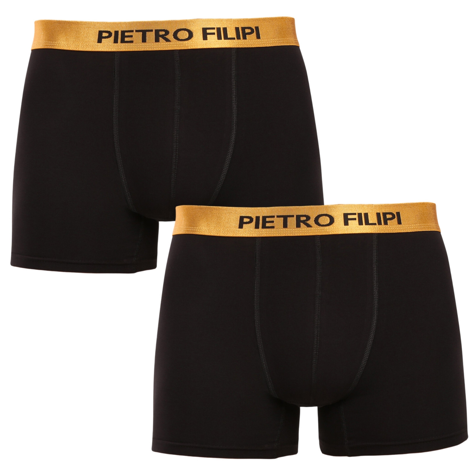 2PACK pánské boxerky Pietro Filipi černé Metalic gold (2PBMS1) M, trenky / trenýrky