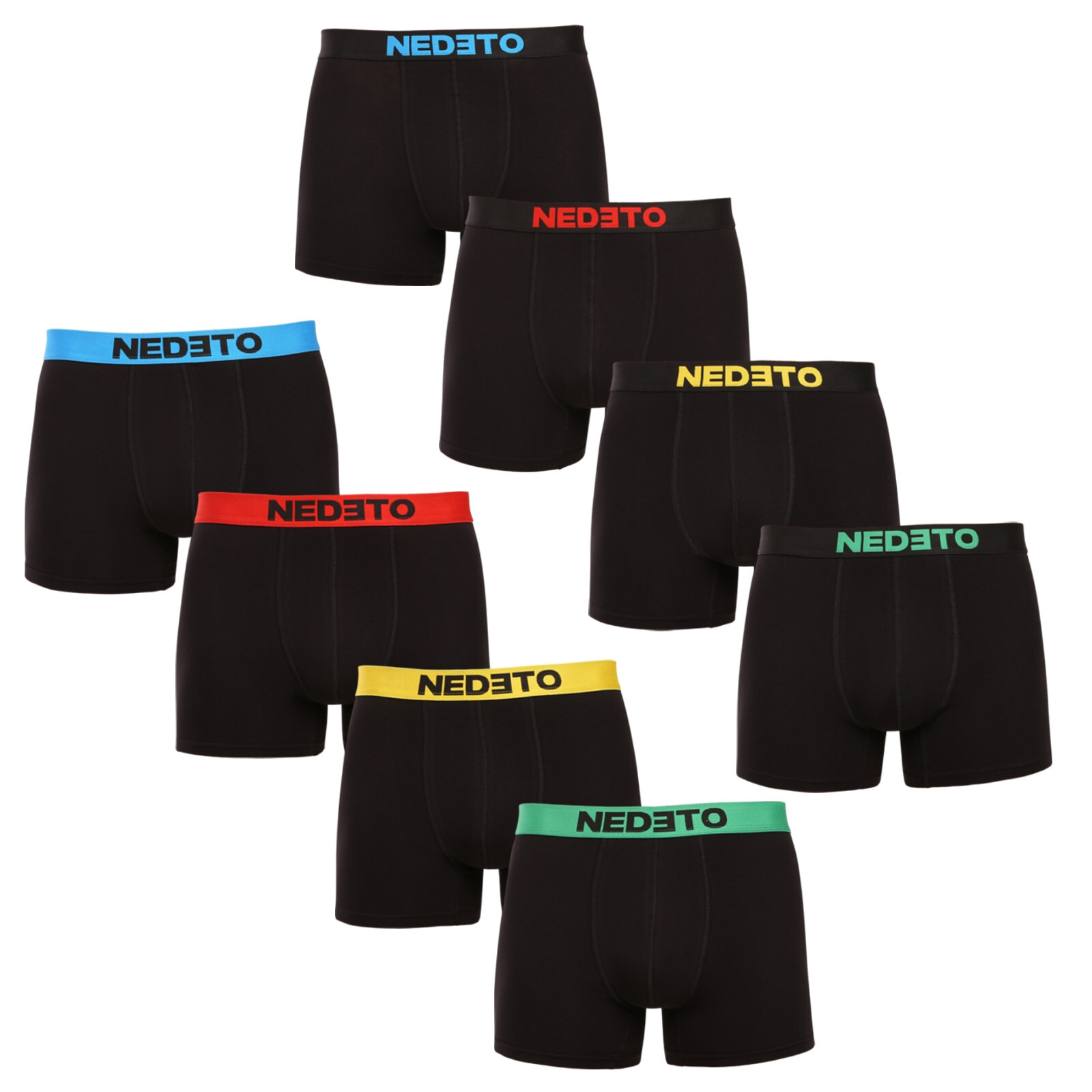 8PACK pánské boxerky Nedeto černé (8NBC1) L, trenky / trenýrky