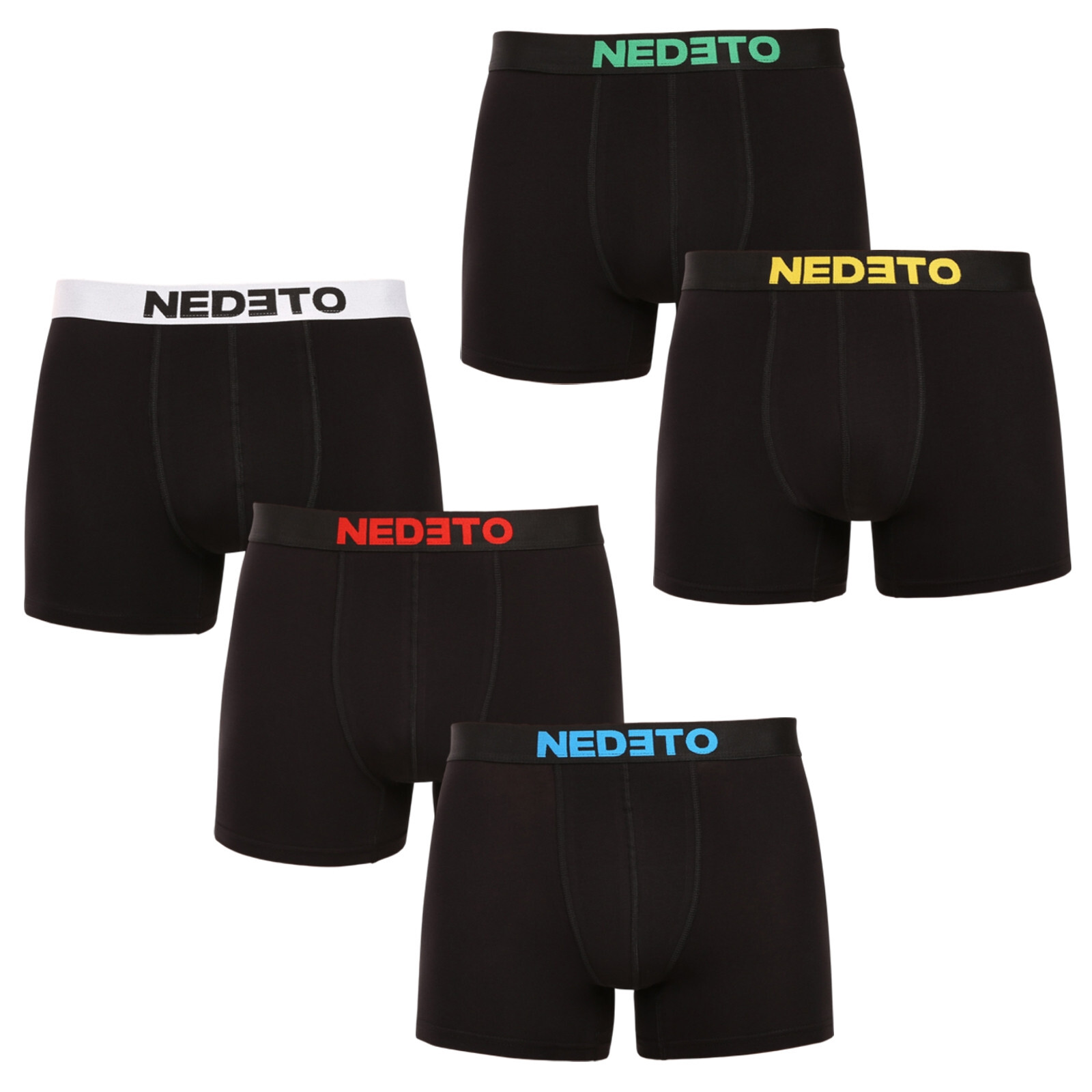 5PACK pánské boxerky Nedeto černé (5NBC2) L, trenky / trenýrky
