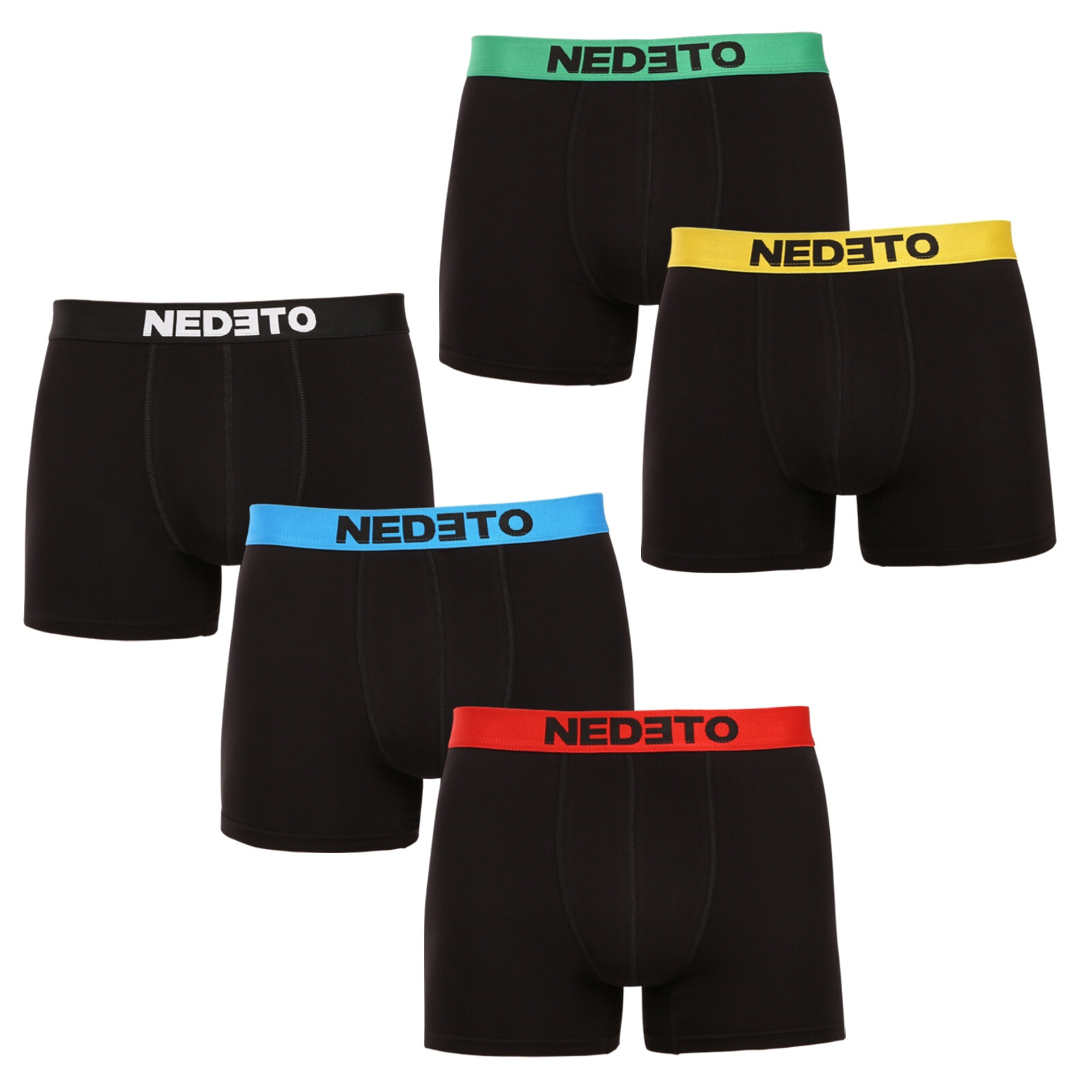 5PACK pánské boxerky Nedeto černé (5NBC1) L, trenky / trenýrky