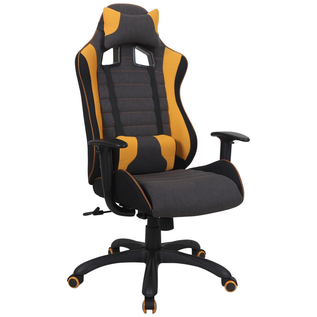 Novel HERNÍ ŽIDLE, plochá tkanina, antracitová, oranžová