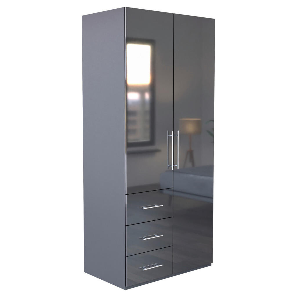 Carryhome ŠATNÍ SKŘÍŇ, antracitová, vysoce lesklá antracitová, 98/219/59 cm