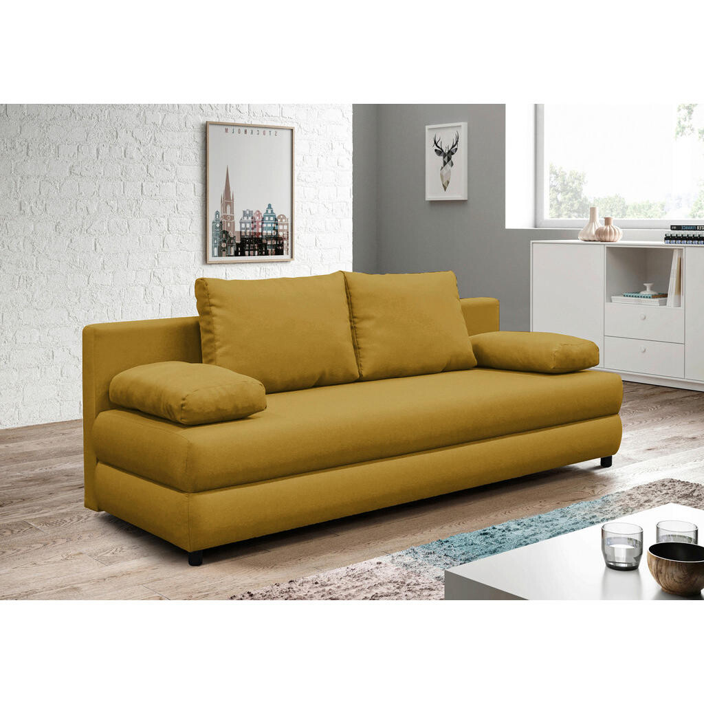 P & B ROZKLÁDACÍ POHOVKA, textil, žlutá