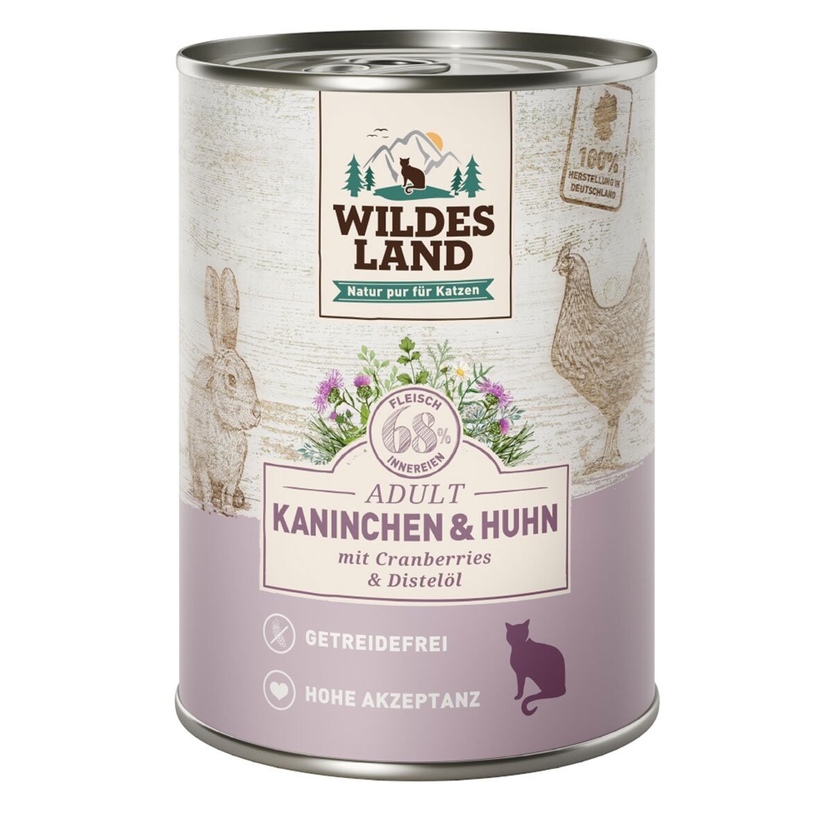Wildes Land králík a kuře s brusinkami 6x400 g