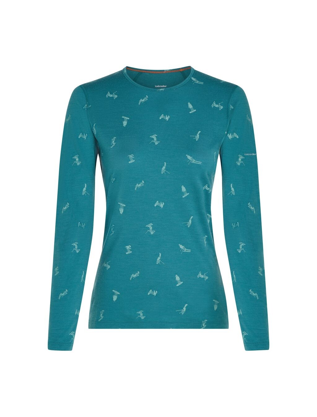 ICEBREAKER Wmns 200 Oasis LS Crewe Ski Day, Topaz/Hydro/Aop (vzorek) velikost: S