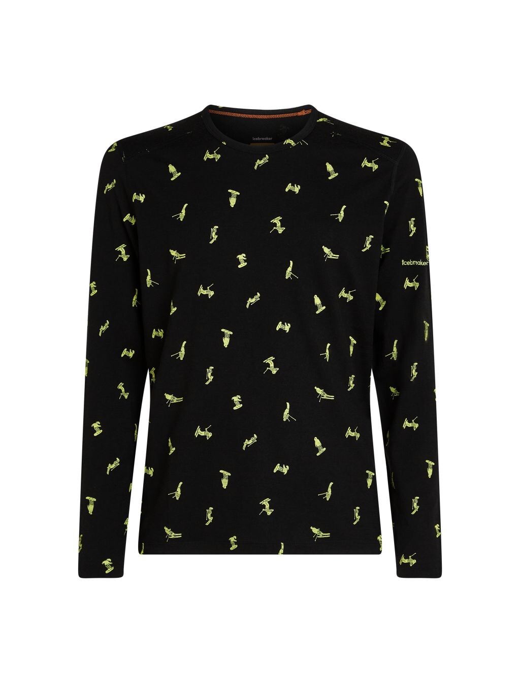 ICEBREAKER Mens 200 Oasis LS Crewe Snow Day AOP, Black/Peridot/Aop (vzorek) velikost: M