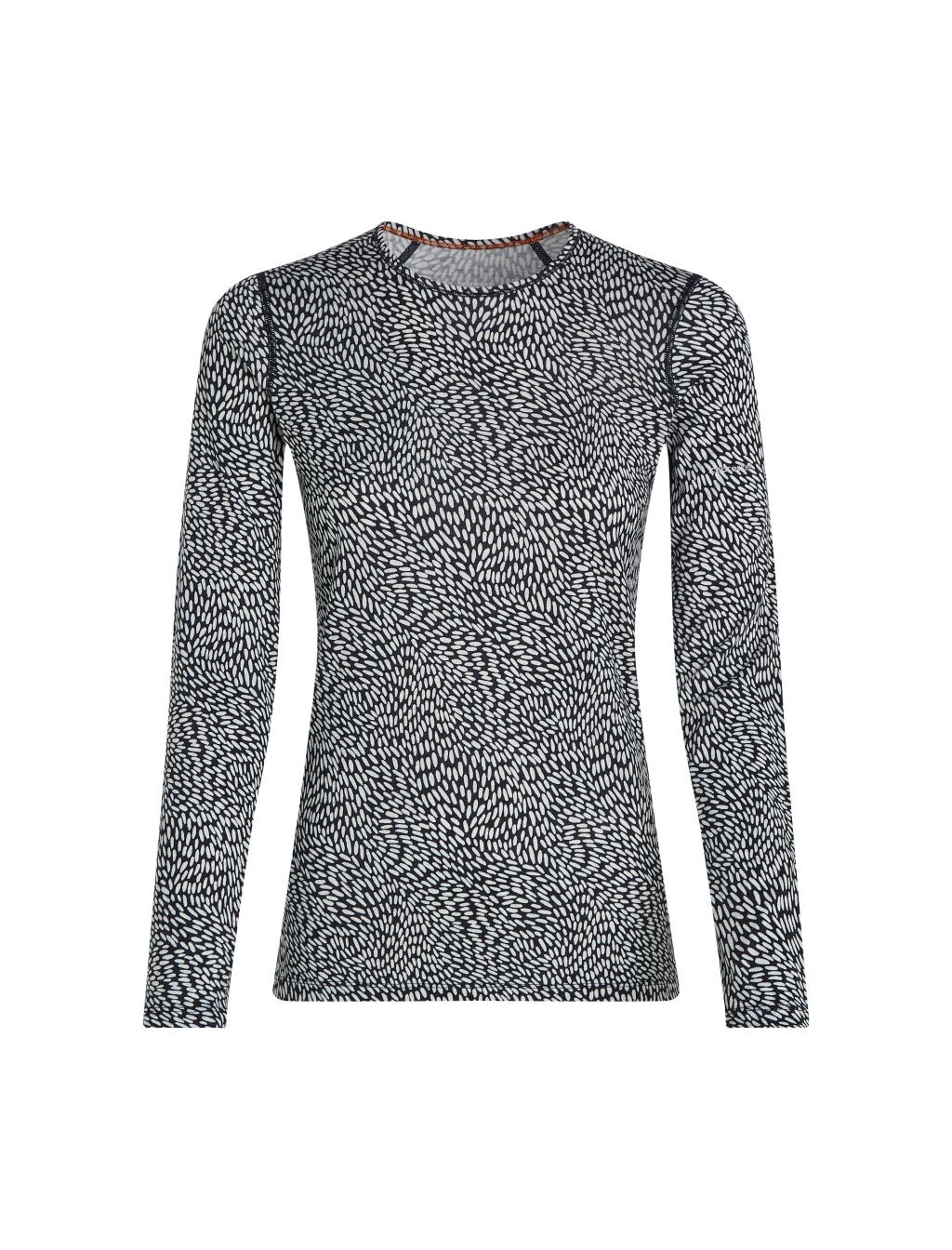 ICEBREAKER Wmns 200 Oasis LS Crewe Flock AOP, Midnight Navy/Snow/Aop (vzorek) velikost: S