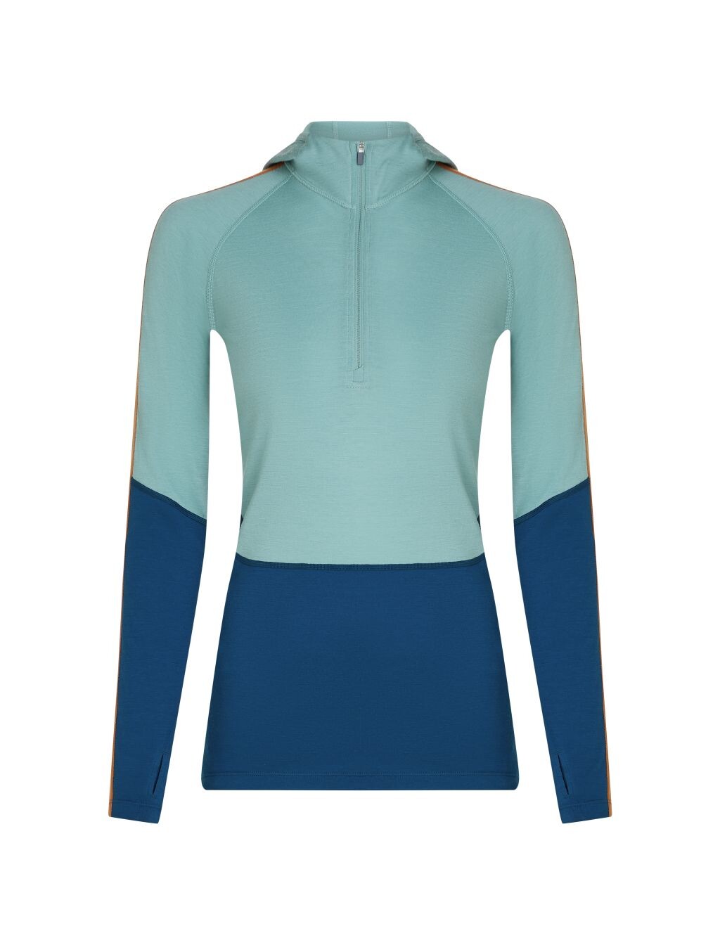 ICEBREAKER Wmns 200 Oasis+ LS Half Zip Hood, Atlantis/Hydro/Trail/Cb (vzorek) velikost: S