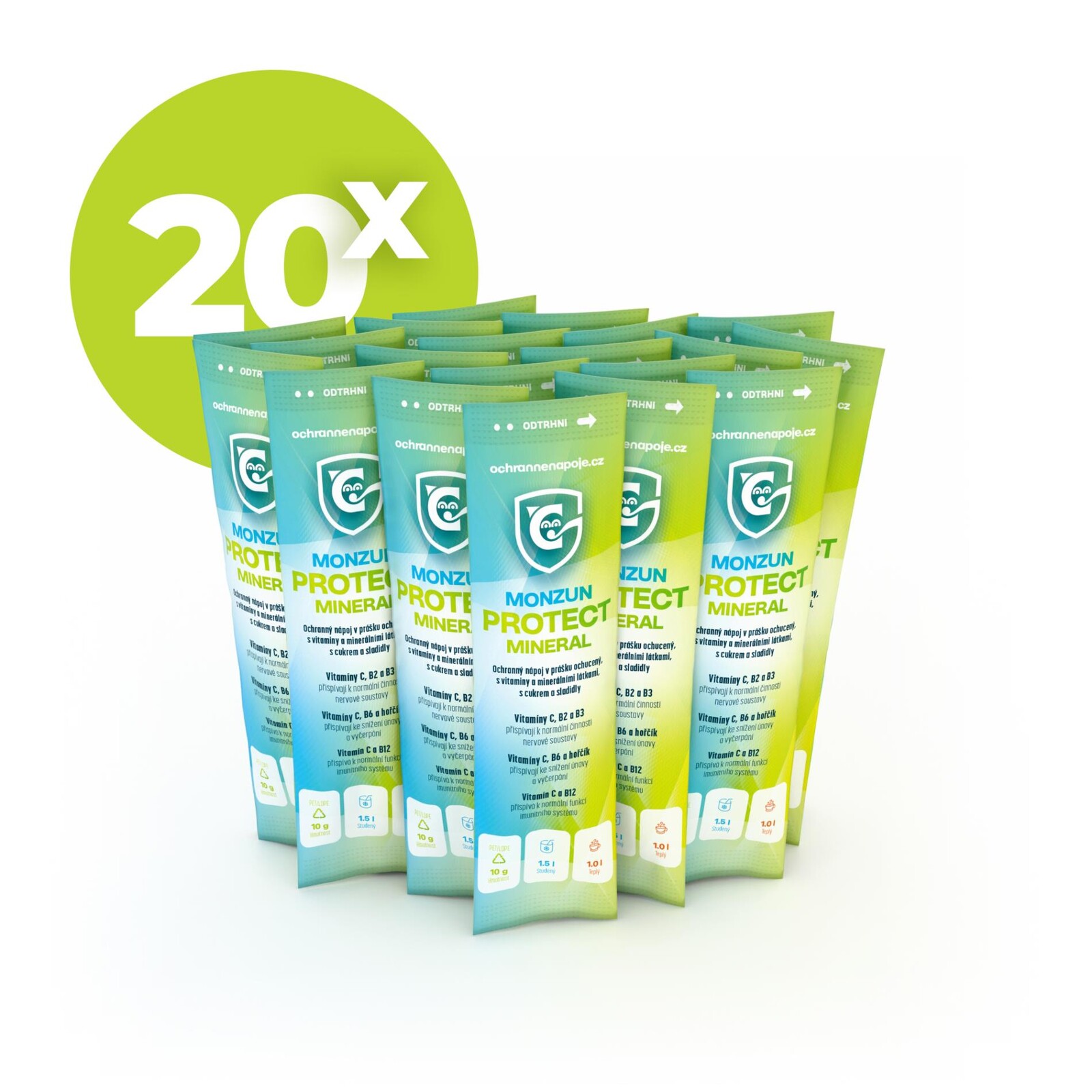Ochranný nápoj Monzun Protect Mineral - mix příchutí, 20 ks