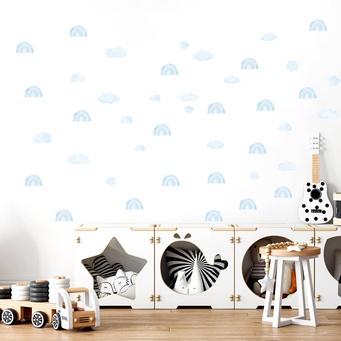 Pastelowe Love Pastelowe Love® samolepka na zeď mini duhy - modrá