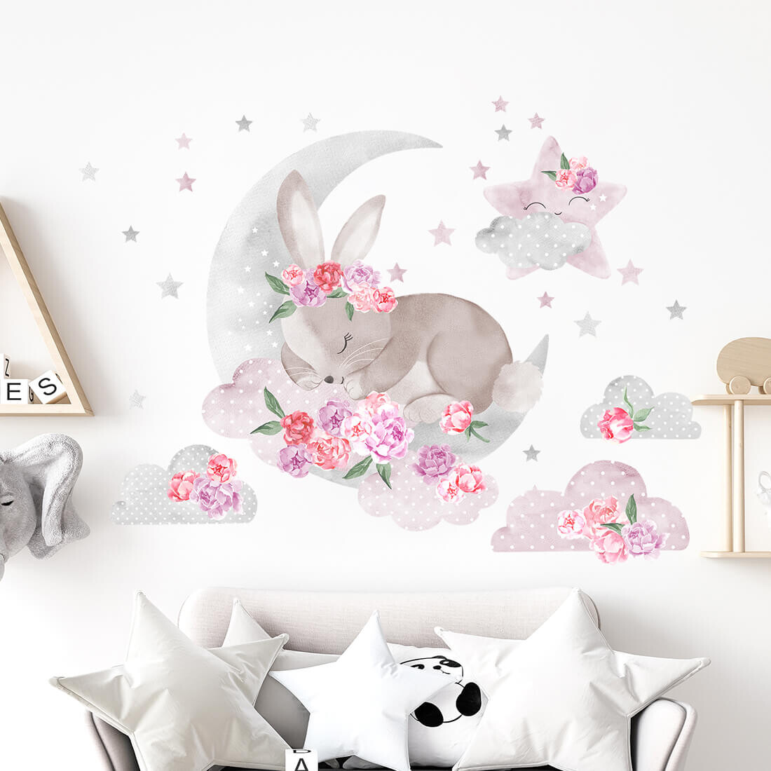 Pastelowe Love Pastelowe Love® samolepka na zeď růžový spící králík