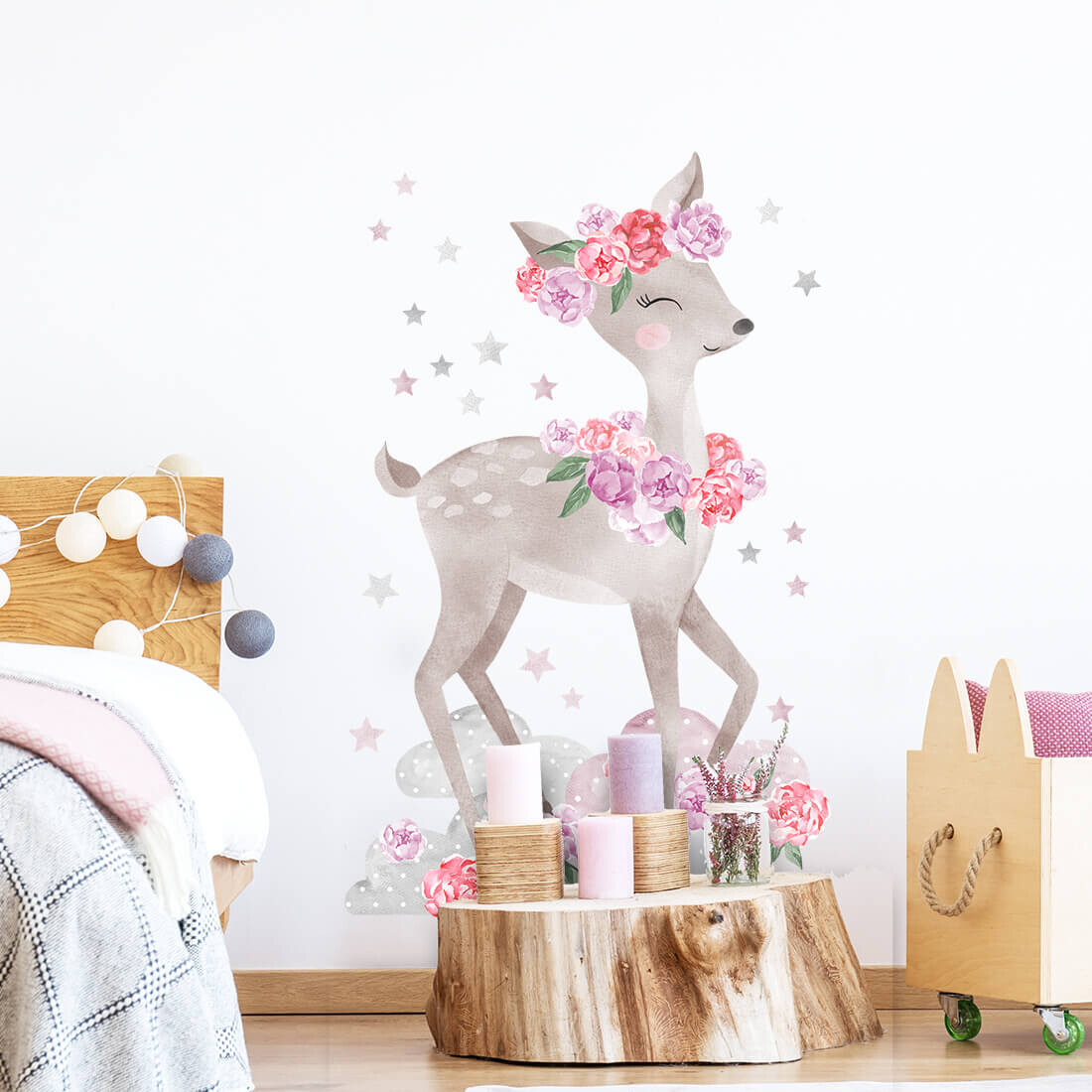 Pastelowe Love Pastelowe Love® samolepka na zeď srnec růžový