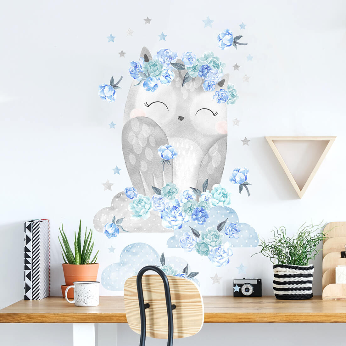 Pastelowe Love Pastelowe Love® samolepka na zeď modrá sova