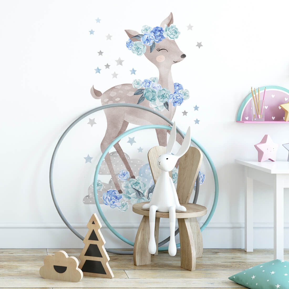 Pastelowe Love Pastelowe Love® samolepka na zeď srnec modrý