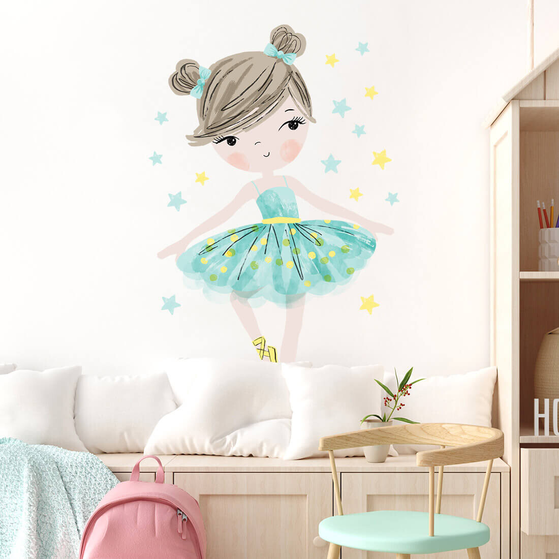 Pastelowe Love Pastelowe Love® samolepka na zeď balerína mátová