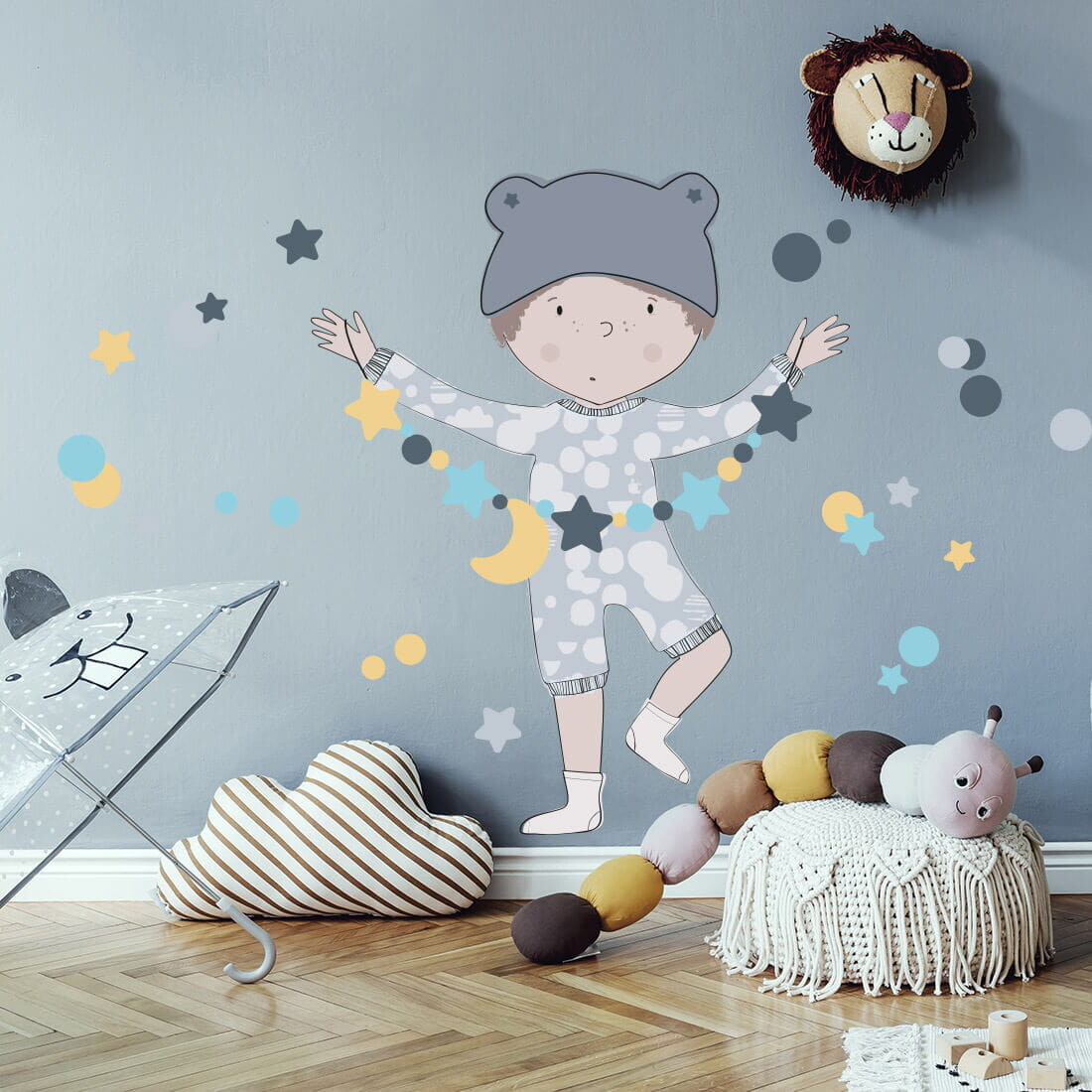 Pastelowe Love Pastelowe Love® samolepka na zeď Teo modrý