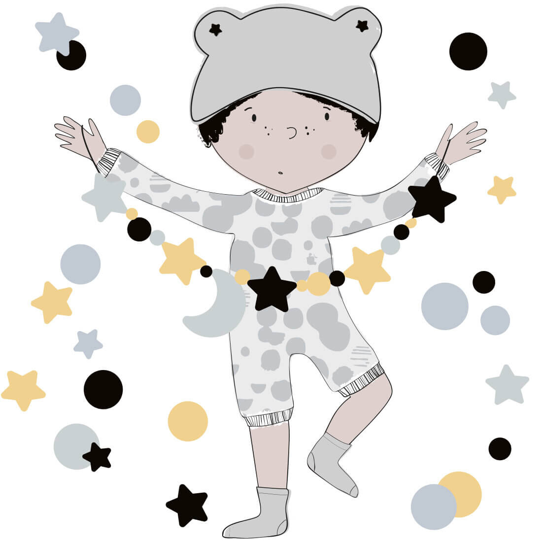 Pastelowe Love Pastelowe Love® samolepka na zeď Teo šedý