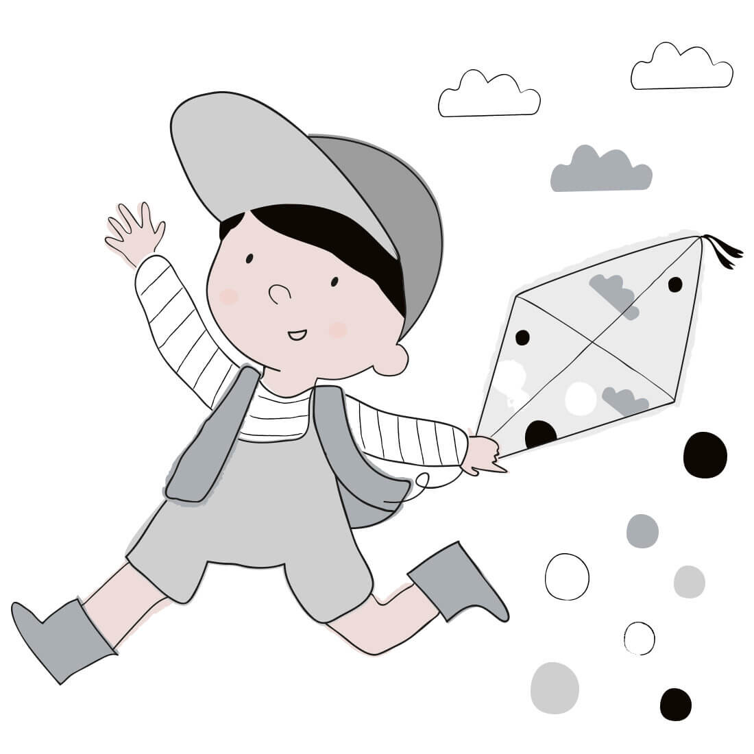 Pastelowe Love Pastelowe Love® samolepka na zeď Tim šedý