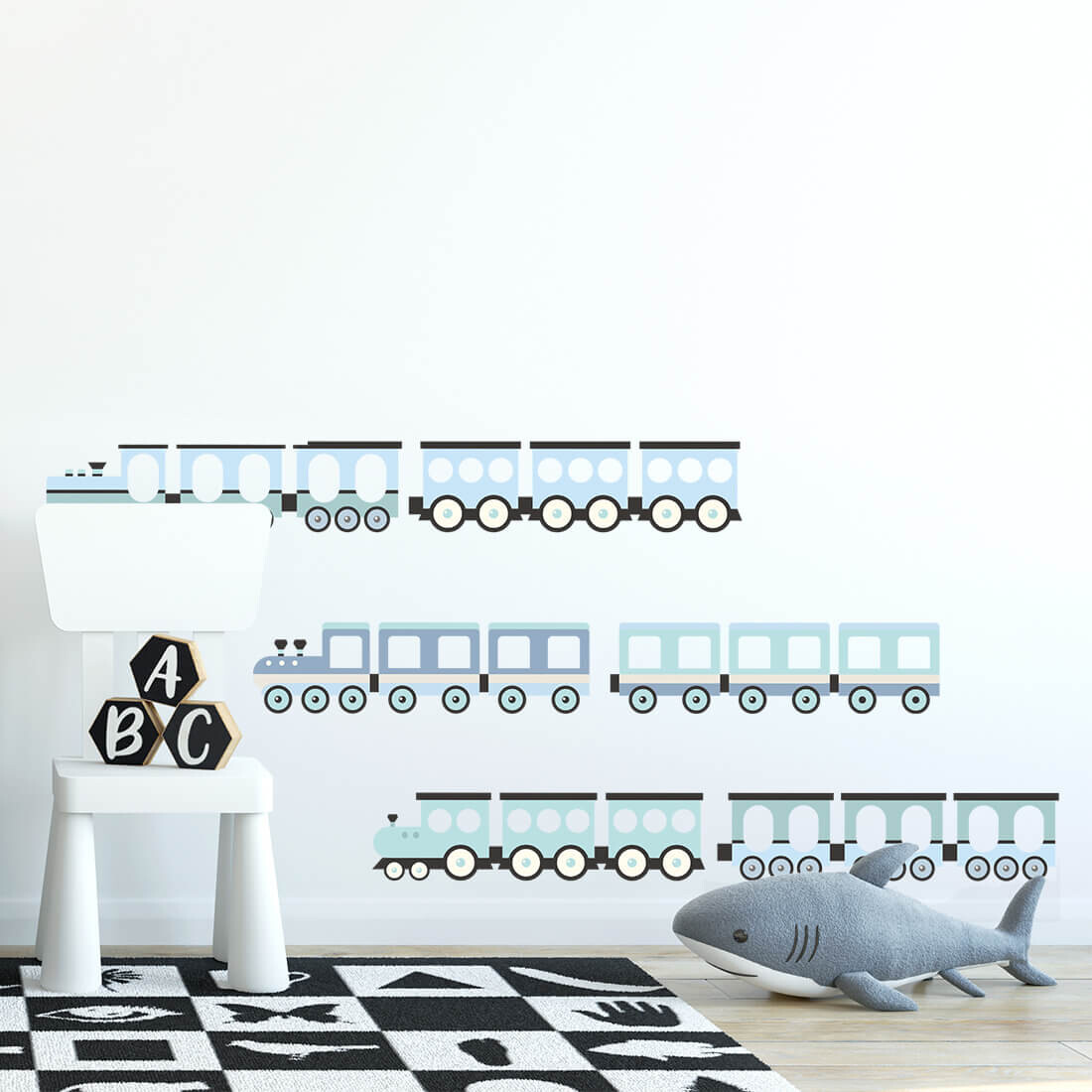 Pastelowe Love Pastelowe Love® samolepky na zeď vláčky modré