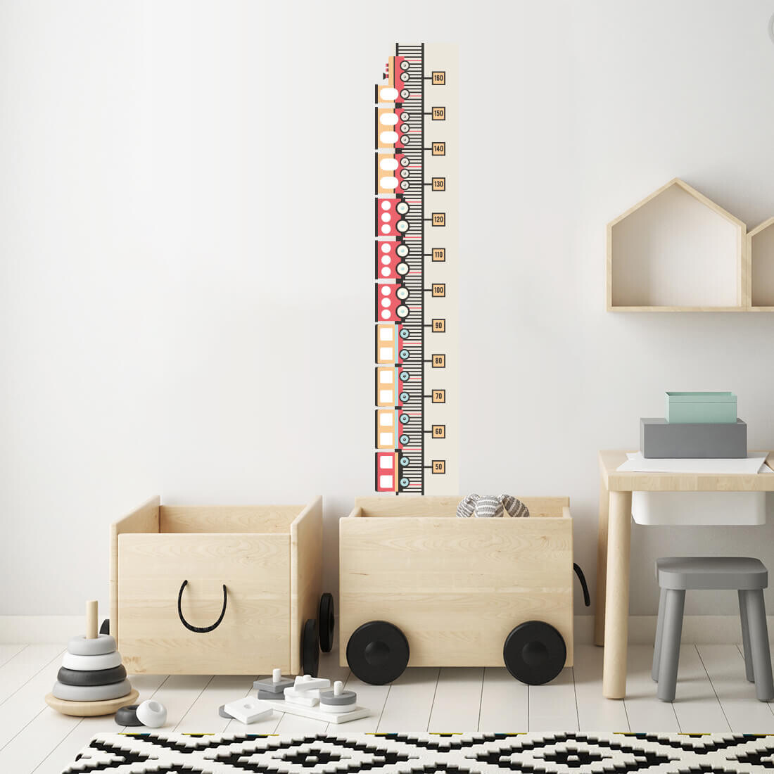 Pastelowe Love Pastelowe Love® samolepka na zeď metr vláčky červené