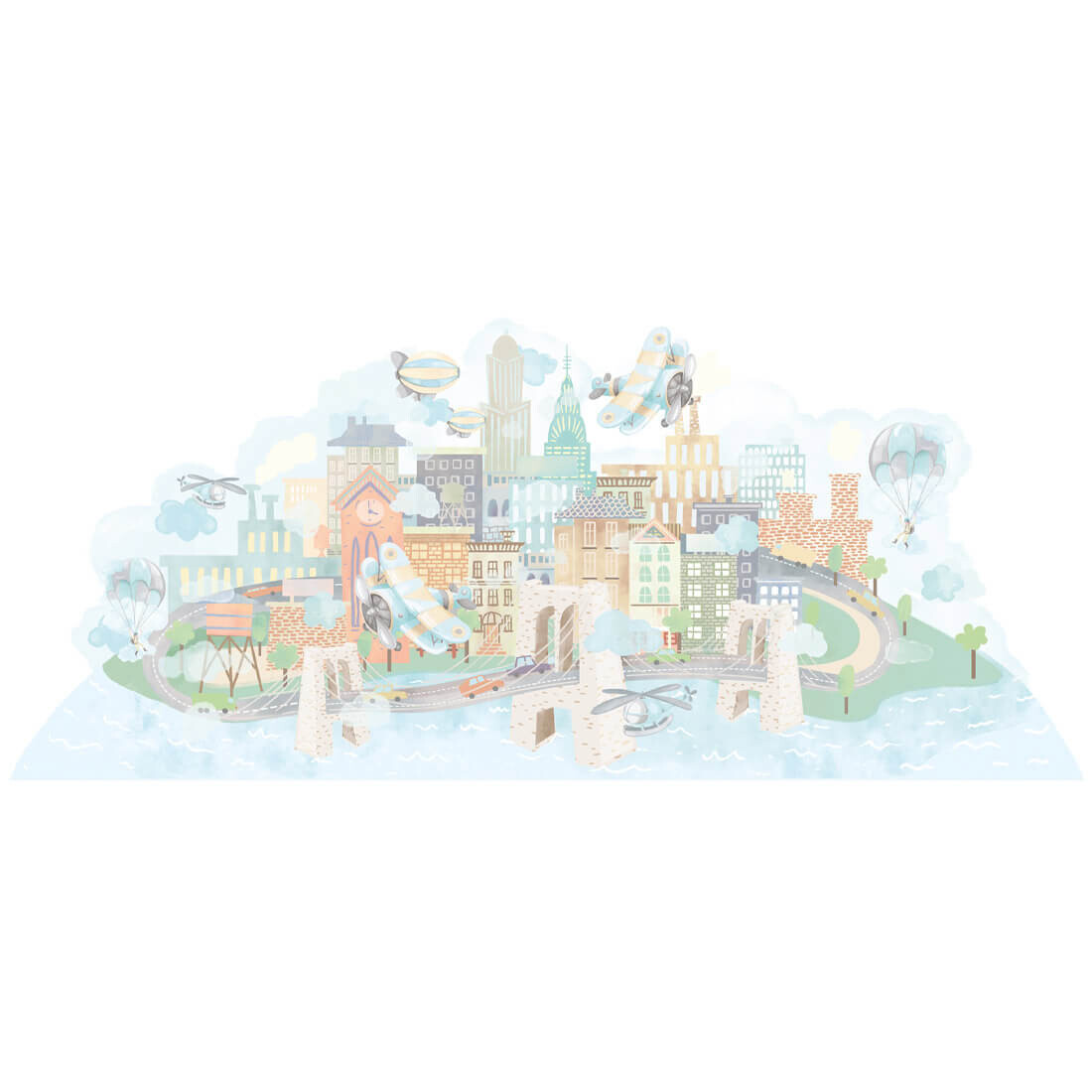 Pastelowe Love Pastelowe Love® samolepka na zeď velkoměstská letadla