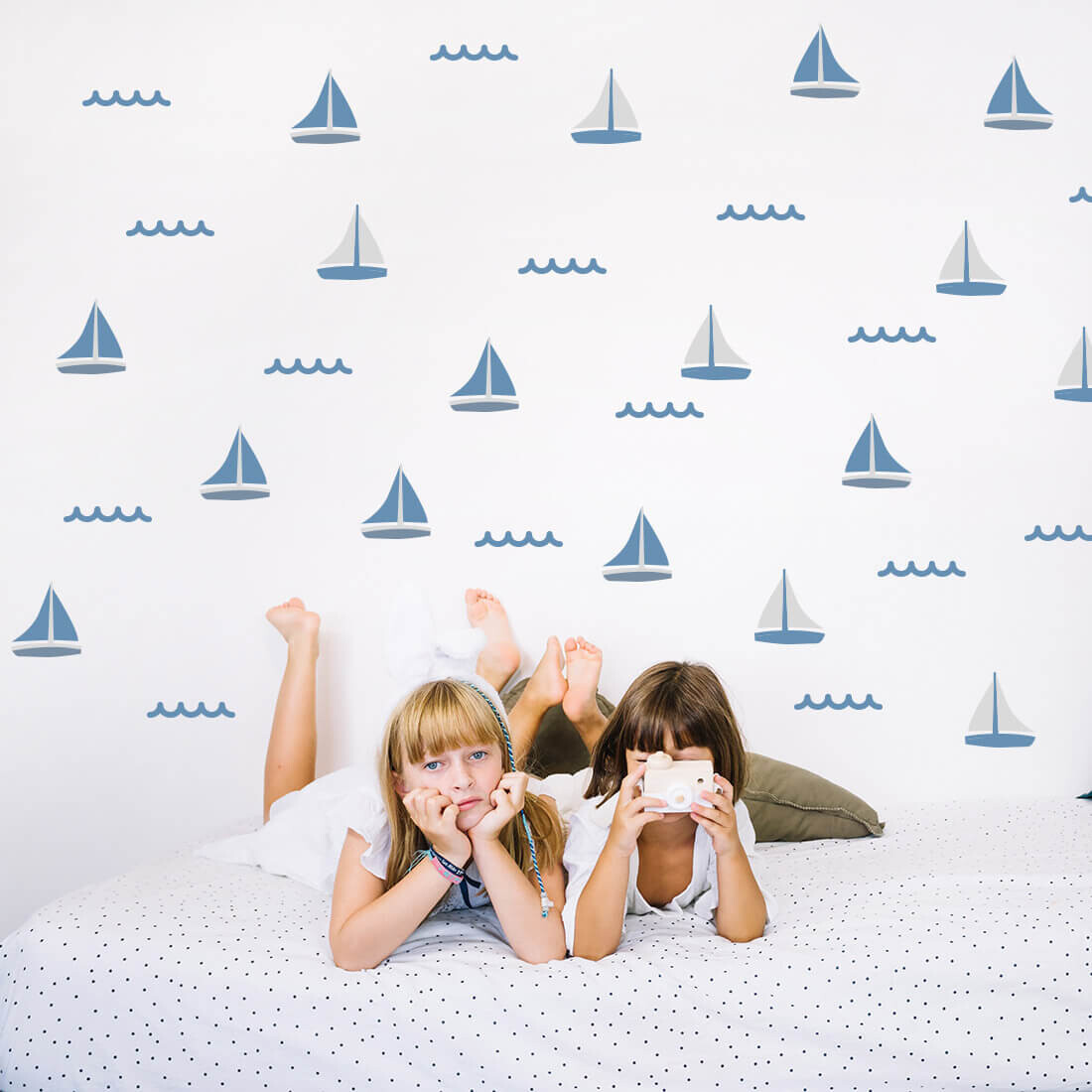 Pastelowe Love Pastelowe Love® samolepky na zeď plachetnice modré